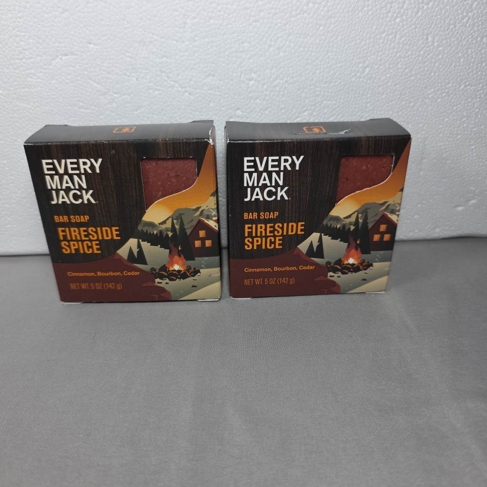 Every Man Jack Men's Bar‎ Soap - Fireside Spice Holiday Scent Lot Of 2
